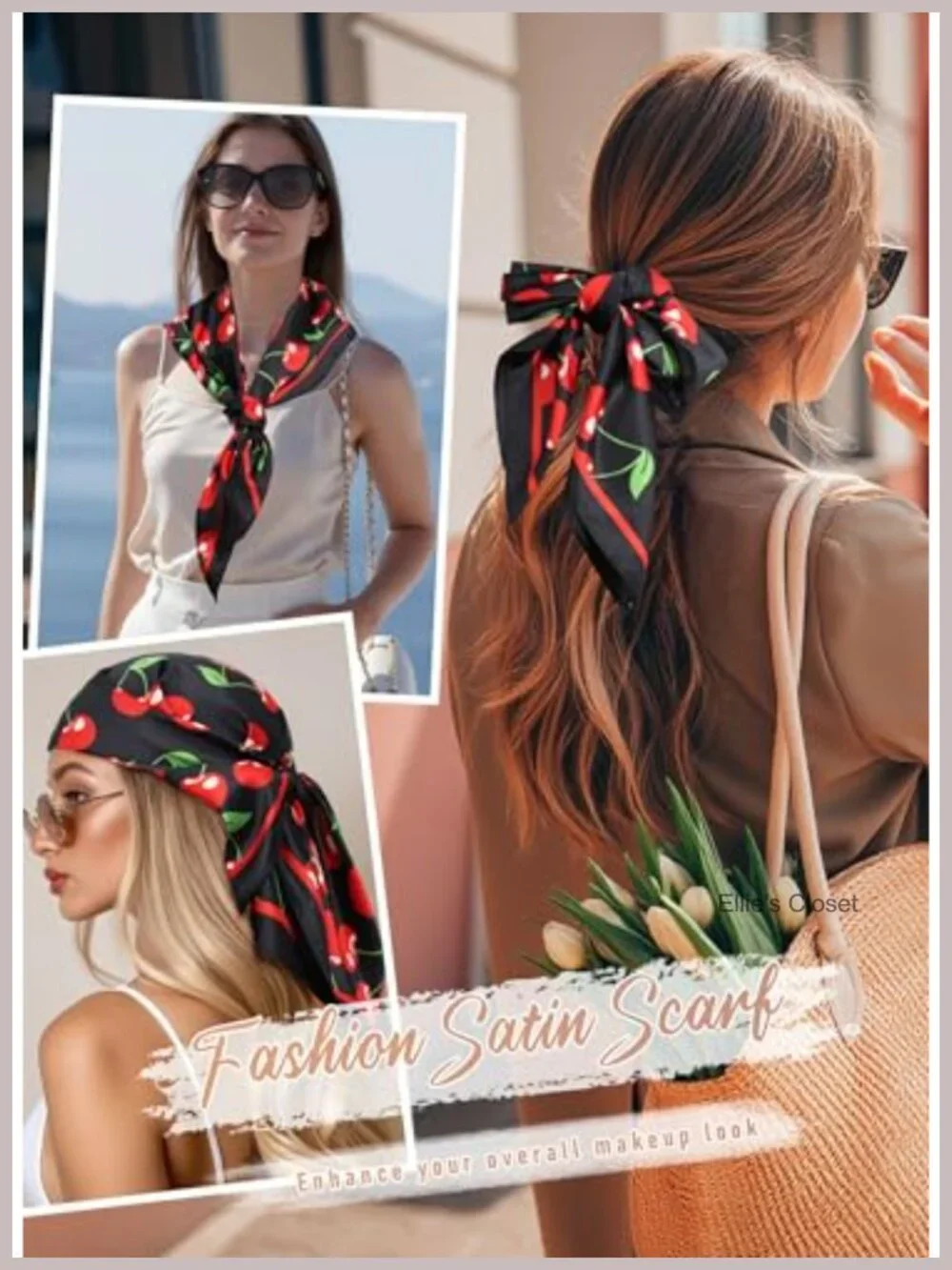 Satin Head Scarf Bandana for Women, Silk Feeling Hair Wrap, Lightweight Neck